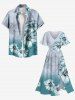 Plus Size Ombre Flower Print Hawaii Split Pocket A Line Midi Dress -  