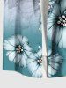 Plus Size Ombre Flower Print Hawaii Button Pocket Shirt For Men -  