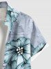 Chemise hawaïenne grande taille à imprimé floral ombré et poches boutonnées pour homme - Vert XL