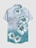 Plus Size Ombre Flower Print Hawaii Button Pocket Shirt For Men -  