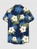 Chemise hawaïenne grande taille à imprimé cocotier, feuilles tropicales, hibiscus et fleurs pour homme - Noir M