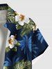 Chemise hawaïenne grande taille à imprimé cocotier, feuilles tropicales, hibiscus et fleurs pour homme - Noir M