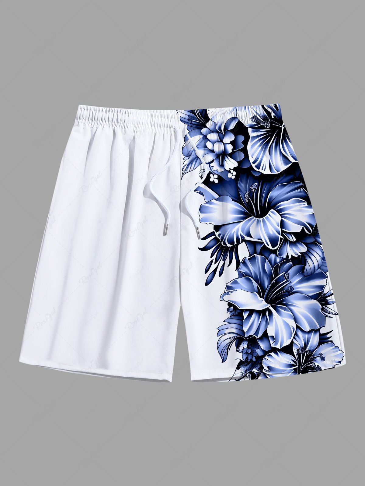 Sale Plus Size Hibiscus Flowers Leaf Tropical Print Hawaii Beach Shorts For Men  