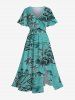 Tenue de plage hawaïenne assortie grande taille à imprimé cocotier et hibiscus pour couple - Vert 