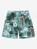 Tenue de plage hawaïenne assortie grande taille, motif cocotier, feuilles tropicales, fleurs d'hibiscus, pour couples - Vert 