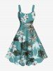 Tenue de plage hawaïenne assortie grande taille, motif cocotier, feuilles tropicales, fleurs d'hibiscus, pour couples - Vert 