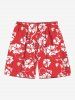 Tropical Leaf Hibiscus Flowers Print Plus Size Matching Hawaii Beach Outfit For Couples -  