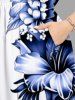 Tenue de plage hawaïenne assortie grande taille à imprimé feuilles tropicales et fleurs d'hibiscus pour couples - Blanc 