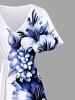 Tenue de plage hawaïenne assortie grande taille à imprimé feuilles tropicales et fleurs d'hibiscus pour couples - Blanc 
