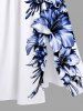 Tenue de plage hawaïenne assortie grande taille à imprimé feuilles tropicales et fleurs d'hibiscus pour couples - Blanc 