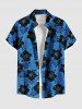 Tenue de plage hawaïenne assortie grande taille à imprimé feuilles tropicales et fleurs d'hibiscus pour couples - Bleu 