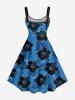 Tenue de plage hawaïenne assortie grande taille à imprimé feuilles tropicales et fleurs d'hibiscus pour couples - Bleu 