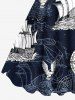Eagle Ship Rudder Cruise Print Plus Size Matching Beach Outfit For Couples -  