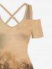 Skulls Flowers Leaf Print Plus Size Matching Beach Outfit For Couples -  