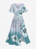 Tenue de plage hawaïenne assortie grande taille à imprimé floral ombré pour couples - Gris Clair 