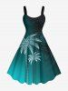 Coconut Tree Ocean Currents Print Plus Size Matching Hawaii Beach Outfit For Couples -  