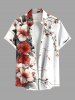 Tenue de plage hawaïenne assortie grande taille à imprimé fleurs et feuilles pour couples - Blanc 