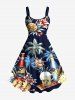 Coconut Tree Hibiscus Flower Beer Shell Print Plus Size Matching Hawaii Beach Outfit For Couples -  