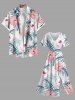 Hibiscus Flowers Tropical Leaf Print Plus Size Matching Hawaii Beach Outfit For Couples -  