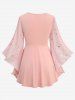 T-shirt grande taille à imprimé étoiles, froncé, transparent et superposé - Rose clair 2X | US 18-20