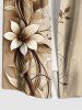 Plus Size Ombre Flower Branch Curve Print Hawaii Button Pocket Shirt For Men -  