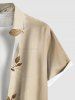 Plus Size Ombre Floral Branch Curve Print Hawaii Button Pocket Shirt For Men -  