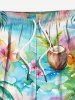 Plus Size Coconut Tree Flower Ombre Watercolor Print Hawaii Drawstring Pocket Beach Shorts For Men -  