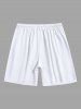 Plus Size Hibiscus Flowers Leaf Tropical Print Hawaii Beach Shorts For Men -  
