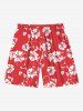 Plus Size Tropical Hibiscus Flowers Print Hawaii Beach Shorts For Men -  