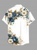 Plus Size Flowers Leaf Metallic Print Buttons Pocket Hawaii Shirt For Men -  