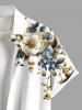 Plus Size Flowers Leaf Metallic Print Buttons Pocket Hawaii Shirt For Men -  