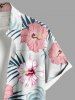 Chemise hawaïenne grande taille à imprimé feuilles tropicales et fleurs d'hibiscus, avec poches et boutons, pour homme - Blanc L