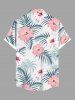 Chemise hawaïenne grande taille à imprimé feuilles tropicales et fleurs d'hibiscus, avec poches et boutons, pour homme - Blanc L