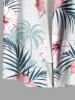 Chemise hawaïenne grande taille à imprimé feuilles tropicales et fleurs d'hibiscus, avec poches et boutons, pour homme - Blanc L