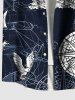 Plus Size Eagle Ship Rudder Cruise Print Buttons Pocket Hawaii Shirt For Men -  