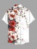 Chemise hawaïenne grande taille à imprimé fleurs et feuilles, avec poches et boutons, pour homme - Blanc L