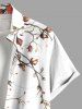 Chemise hawaïenne grande taille à imprimé fleurs et feuilles, avec poches et boutons, pour homme - Blanc L