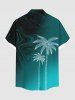 Plus Size Coconut Tree Ocean Currents Print Buttons Pocket Hawaii Shirt For Men -  