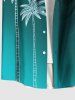 Plus Size Coconut Tree Ocean Currents Print Buttons Pocket Hawaii Shirt For Men -  