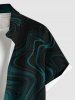 Plus Size Coconut Tree Ocean Currents Print Buttons Pocket Hawaii Shirt For Men -  