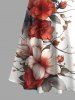 Plus Size Flowers Leaf Print Cold Shoulder Crisscross Hawaii Maxi Dress -  
