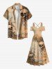 Plus Size Skulls Flowers Leaf Print Cold Shoulder Crisscross Hawaii Maxi Dress -  