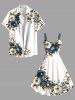 Plus Size Flowers Leaf Metallic Print Hawaii Tank Dress -  