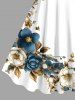 Plus Size Flowers Leaf Metallic Print Hawaii Tank Dress -  