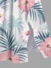 Robe mi-longue hawaïenne fendue grande taille à imprimé feuilles tropicales et fleurs d'hibiscus - Blanc 1X