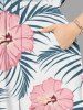 Robe mi-longue hawaïenne fendue grande taille à imprimé feuilles tropicales et fleurs d'hibiscus - Blanc 1X