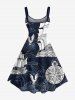 Plus Size Eagle Ship Rudder Cruise Print Hawaii Tank Dress -  