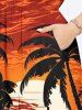Robe mi-longue hawaïenne fendue grande taille à imprimé cocotiers, soleil et vagues - Rouge 6X