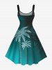 Plus Size Coconut Tree Ocean Currents Print Hawaii Tank Dress -  