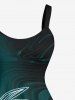 Robe débardeur hawaïenne grande taille à imprimé cocotiers et courants océaniques - Vert profond M